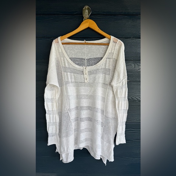 Free People Tops - 🕊 Free People White Sheer Knit Top XS — Boho Lightweight Layering Sweater